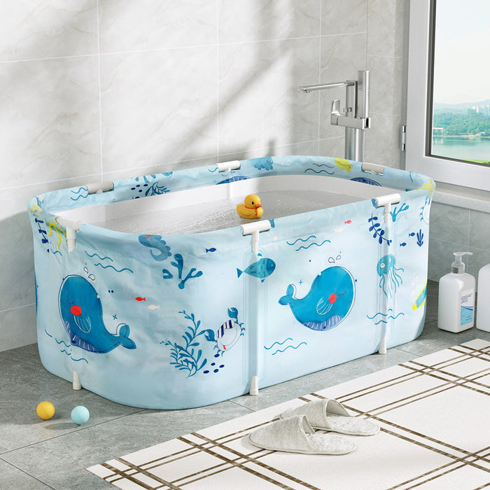 Weisshorn Foldable Bathtub PVC Spa Bucket Inflatable Cushion 113x61cm Blue