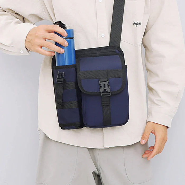 Vibe Geeks Waterproof Camping Wear Resistant Chest Crossbody Sling Shoulder Bags with Water Bottle Holder - Purple