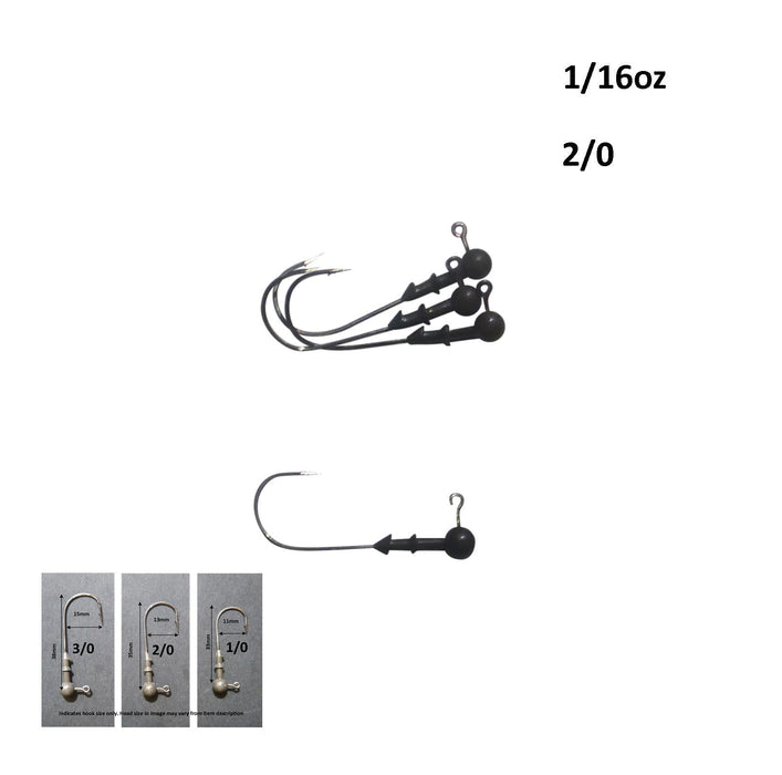 Vike 1/16 oz Round Jig Head with a Size 2/0 Hook Tungsten, 4 pack - Outbackers