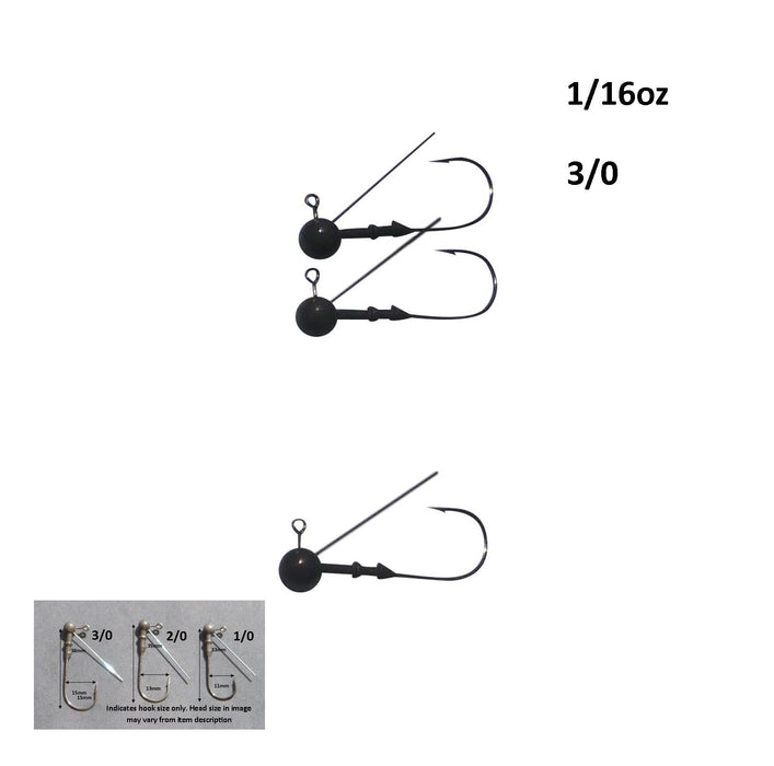 Vike 1/16 oz Weedless Round Jig Head with a Size 3/0 Hook Tungsten, 4 pack - Outbackers