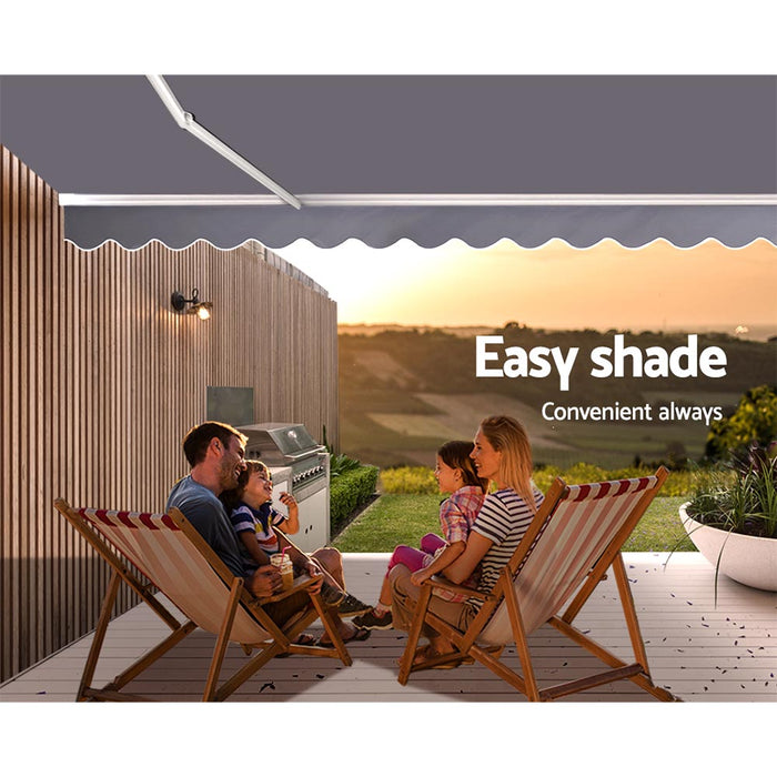 Instahut Retractable Folding Arm Awning Outdoor Sun Shade 3Mx2.5M PearlGrey - Outbackers