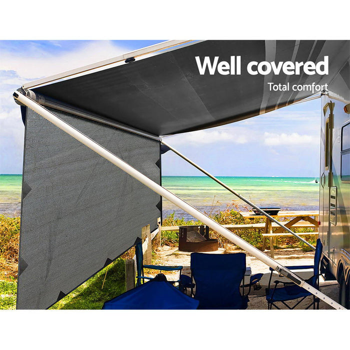 4.0M Caravan Privacy Screens 1.95m Roll Out Awning End Wall Side Sun Shade - Outbackers