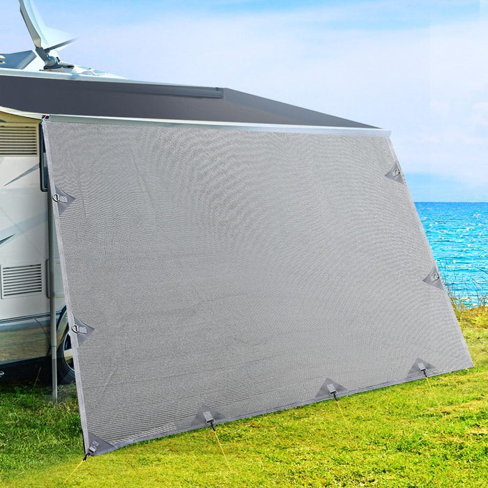 4.0M Caravan Privacy Screens 1.95m Roll Out Awning End Wall Side Sun Shade - Outbackers