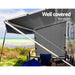 Grey Caravan Privacy Screen 1.95 x 2.2M End Wall Side Sun Shade Roll Out Awning - Outbackers