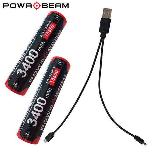 Powa Beam USB 18650 Battery & Charger Kit - 3400mAh - Outbackers