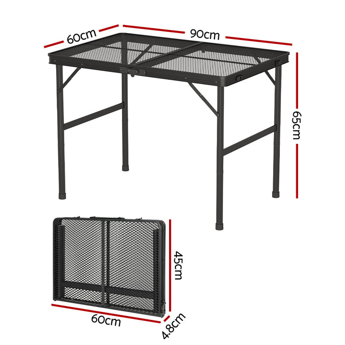 Weisshorn Folding Camping Table 90cm Desk Portable Outdoor Picnic Garden BBQ - Outbackers