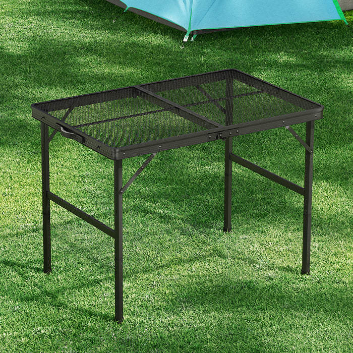 Weisshorn Folding Camping Table 90cm Desk Portable Outdoor Picnic Garden BBQ - Outbackers