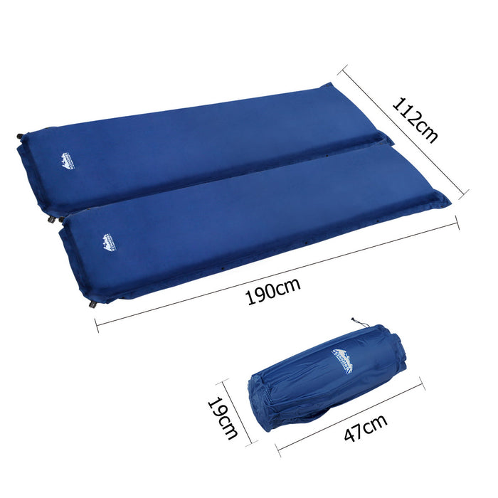 Weisshorn Self Inflating Mattress Camping Sleeping Mat Air Bed Pad Double Navy 10CM Thick - Outbackers