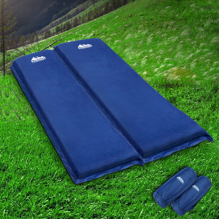 Weisshorn Self Inflating Mattress Camping Sleeping Mat Air Bed Pad Double Navy 10CM Thick - Outbackers