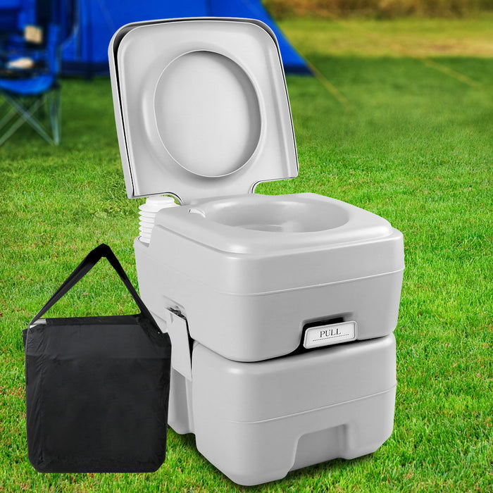 Weisshorn 20L Portable Outdoor Camping Toilet with Carry Bag- Grey - Outbackers