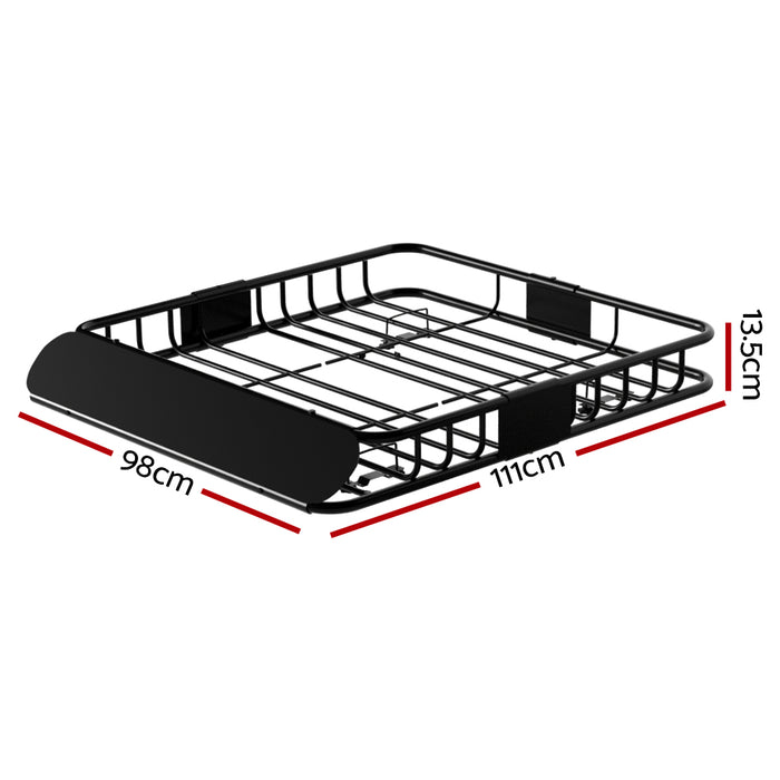 Giantz Universal Car Roof Rack Basket Luggage Carrier Steel Vehicle Cargo 111cm - Outbackers