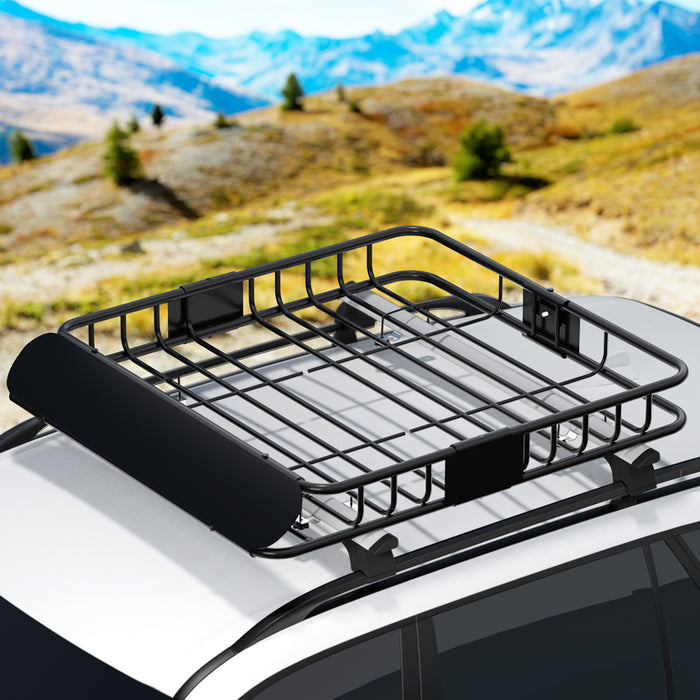 Giantz Universal Car Roof Rack Basket Luggage Carrier Steel Vehicle Cargo 111cm - Outbackers