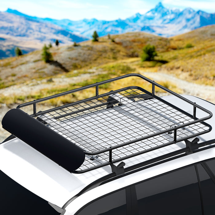 Giantz Universal Car Roof Rack Basket Luggage Carrier Steel Vehicle Cargo 123cm - Outbackers