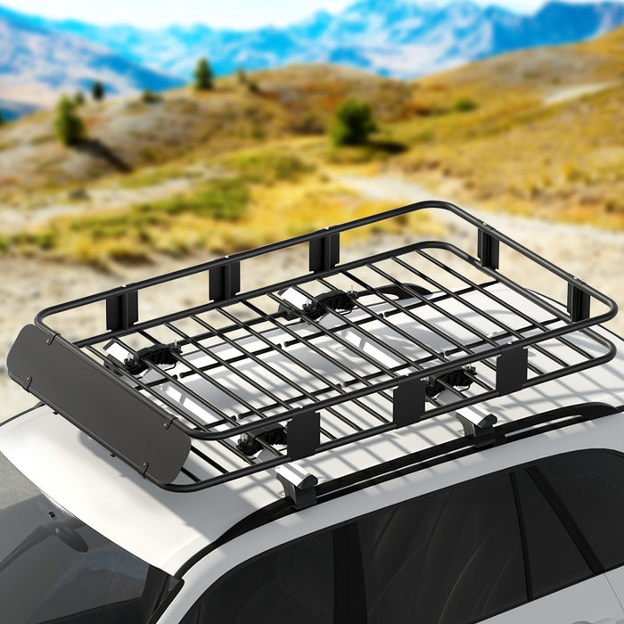 Giantz Universal Roof Rack Basket Car Luggage Carrier Steel Vehicle Cargo 160cm - Outbackers