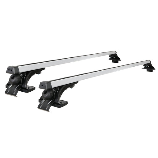 Universal Car Roof Rack 1450mm Cross Bars Aluminium Silver Adjustable Brackets Carrier 90kg - Outbackers