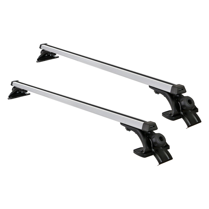 Universal Car Roof Rack 1450mm Cross Bars Aluminium Silver Adjustable Brackets Carrier 90kg - Outbackers