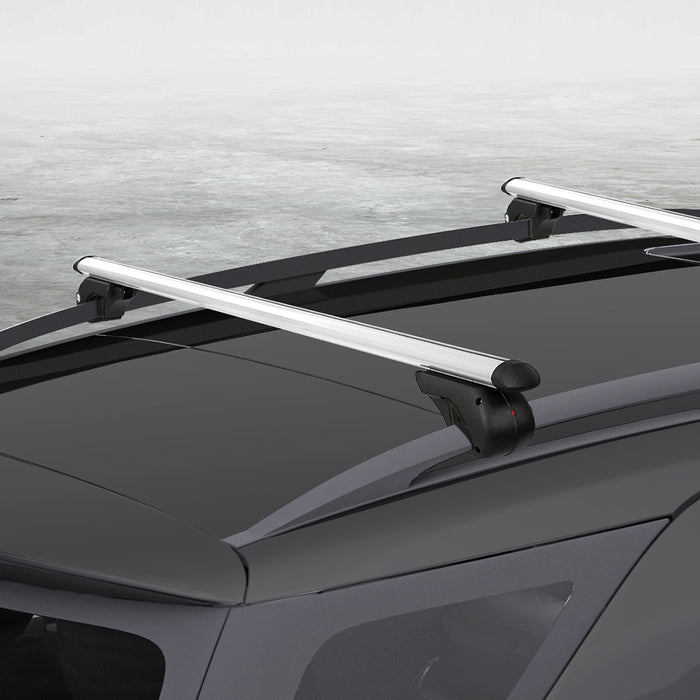 Universal Car Roof Rack 1360mm Cross Bars Aluminium Silver Adjustable Car 90kgs load Carrier - Outbackers