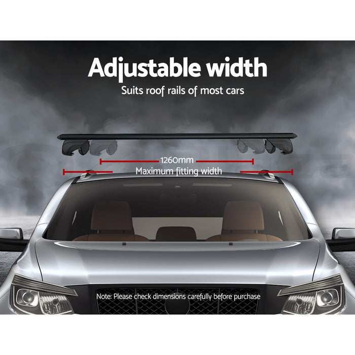 Universal Car Roof Rack Aluminium Cross Bars Adjustable 126cm Black Upgraded - Outbackers