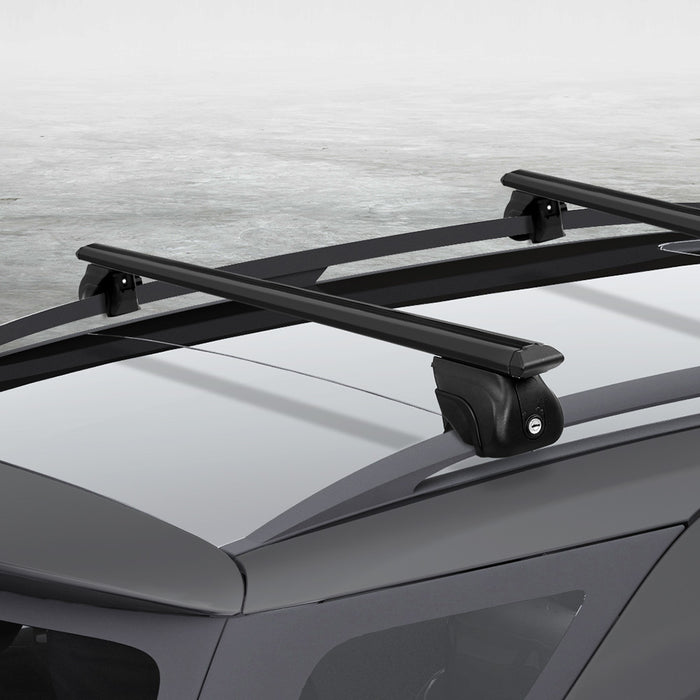 Universal Car Roof Rack Aluminium Cross Bars Adjustable 126cm Black Upgraded - Outbackers