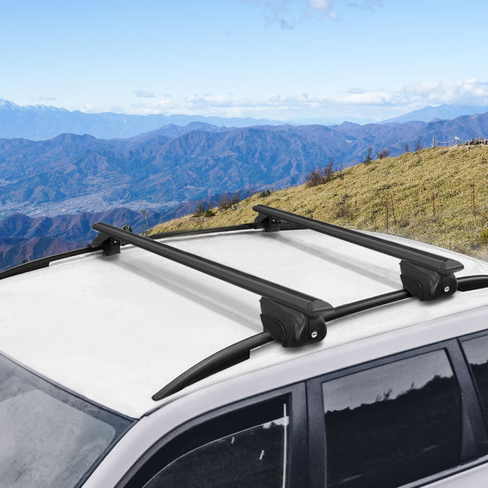 Universal Car Roof Rack Aluminium Cross Bars Adjustable 126cm Black Upgraded - Outbackers