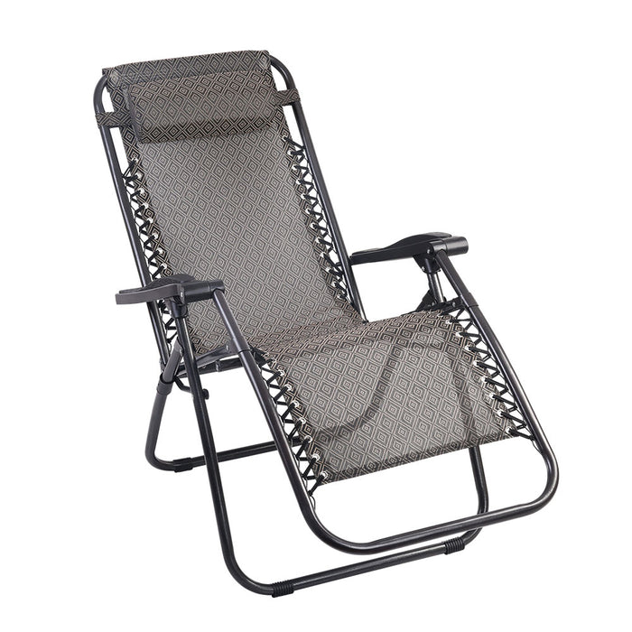 Gardeon Zero Gravity Recliner Chairs Outdoor Sun Lounge Beach Chair Camping - Beige - Outbackers