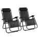 Gardeon Set of 2 Zero Gravity Chairs Reclining Outdoor Furniture Sun Lounge Folding Camping Lounger Black - Outbackers