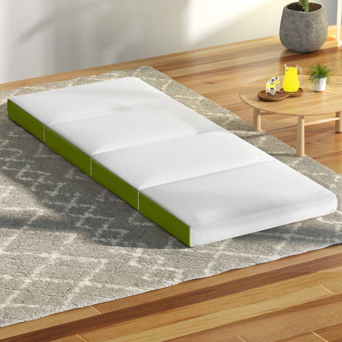 Giselle Bedding Foldable Mattress 4-FOLD Folding Bed Mat Camping Single Green - Outbackers