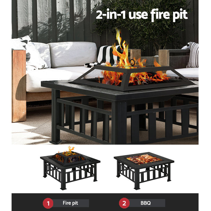 Fire Pit BBQ Table Grill Outdoor Garden Wood Burning Fireplace Stove - Outbackers