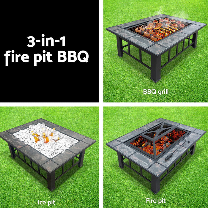 Fire Pit BBQ Grill Stove Table Ice Pits Patio Fireplace Heater 3 IN 1 - Outbackers