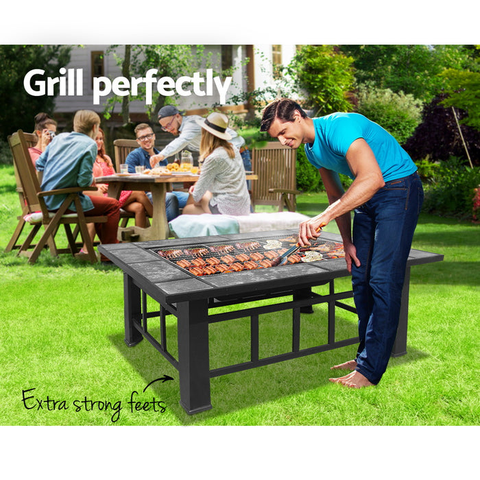 Fire Pit BBQ Grill Stove Table Ice Pits Patio Fireplace Heater 3 IN 1 - Outbackers