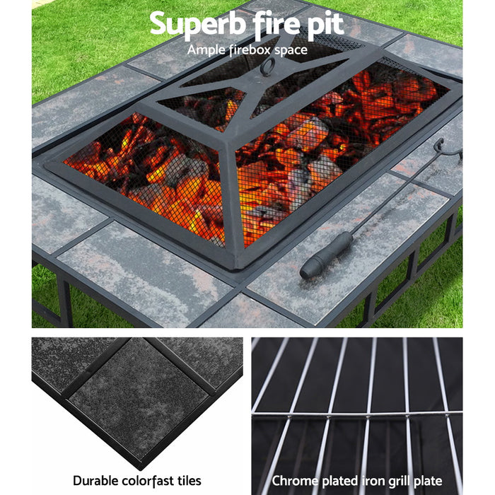 Fire Pit BBQ Grill Stove Table Ice Pits Patio Fireplace Heater 3 IN 1 - Outbackers