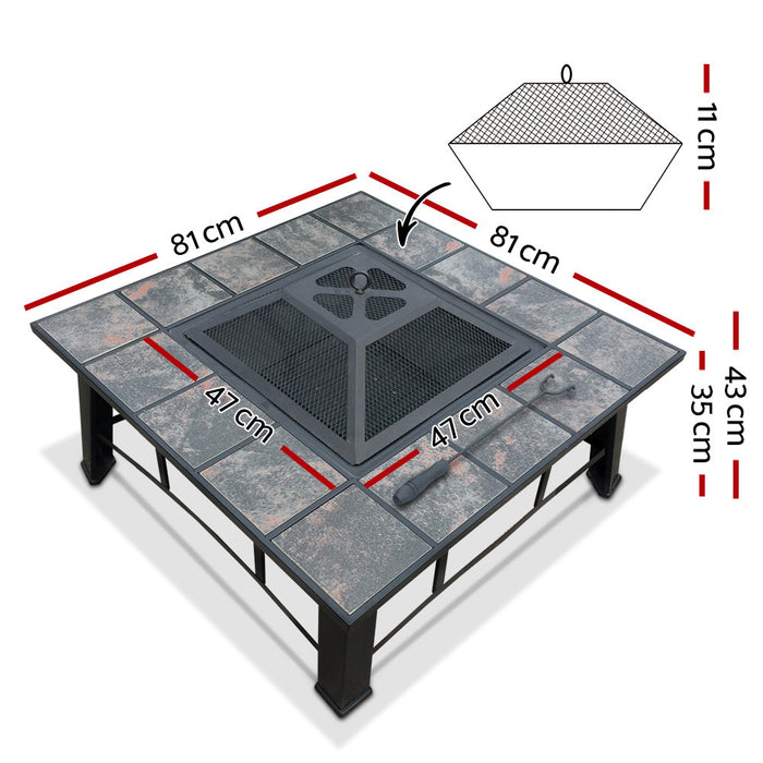 Fire Pit BBQ Grill Smoker Table Outdoor Garden Ice Pits Wood Firepit - Outbackers