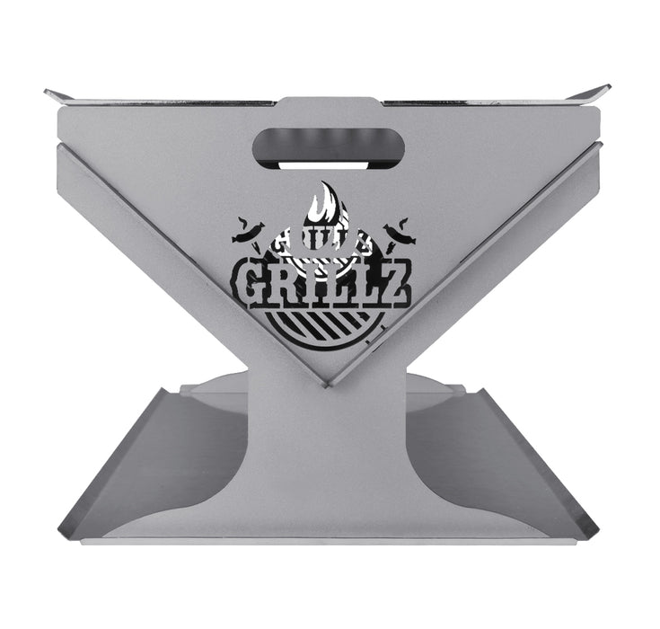 Grillz Fire Pit BBQ Outdoor Camping Portable Patio Heater Folding Packed Steel - Outbackers