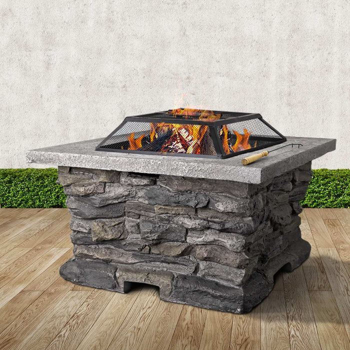 Grillz Stone Base Outdoor Patio Heater Fire Pit Table - Outbackers