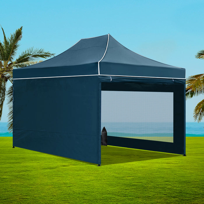 Instahut Gazebo Pop Up Marquee 3x4.5 Folding Wedding Tent Gazebos Shade Navy - Outbackers