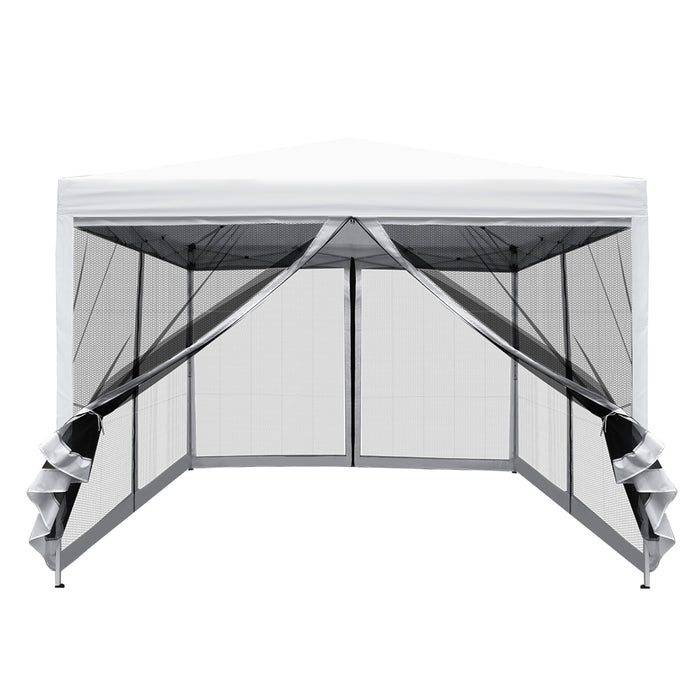 Instahut Gazebo Pop Up Marquee 3x3 Wedding Side Mesh Wall Outdoor Gazebos White - Outbackers