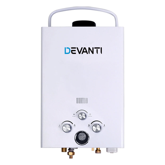 Devanti Portable Gas Water Heater 8LPM Outdoor Camping Shower White - Outbackers