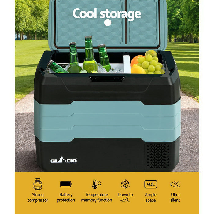 Glacio 50L Portable Fridge Freezer Fridges Cooler Camping 12V/24V/240V Caravan - Outbackers