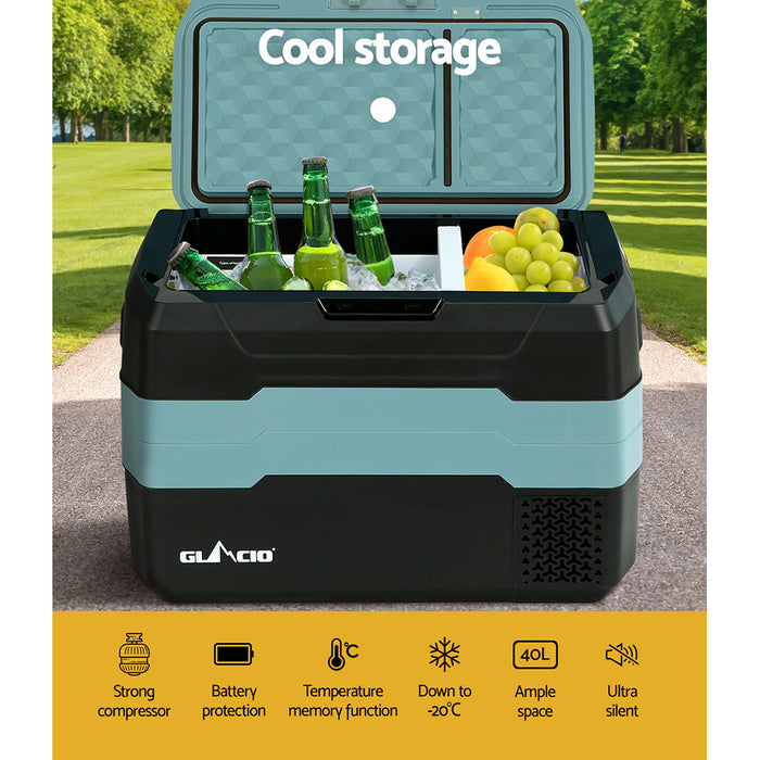 Glacio 40L Portable Fridge Freezer Fridges Cooler Camping 12V/24V/240V Caravan - Outbackers