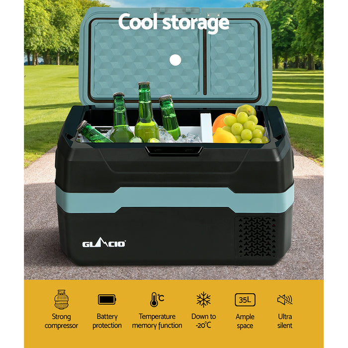 Glacio 35L Portable Fridge Freezer Fridges Cooler Camping 12V/24V/240V Caravan - Outbackers