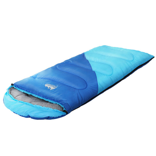 Weisshorn Sleeping Bag Bags Kids 172cm Camping Hiking Thermal Blue - Outbackers