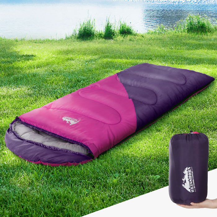 Weisshorn Sleeping Bag Bags Kid 172cm Camping Hiking Thermal Pink - Outbackers