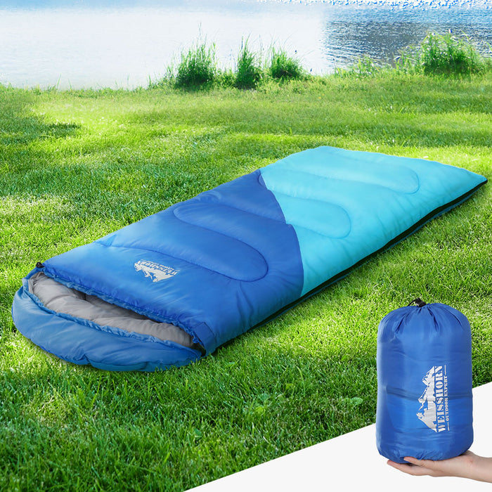 Weisshorn Sleeping Bag 136cm Kids Camping Hiking Winter Blue - Outbackers