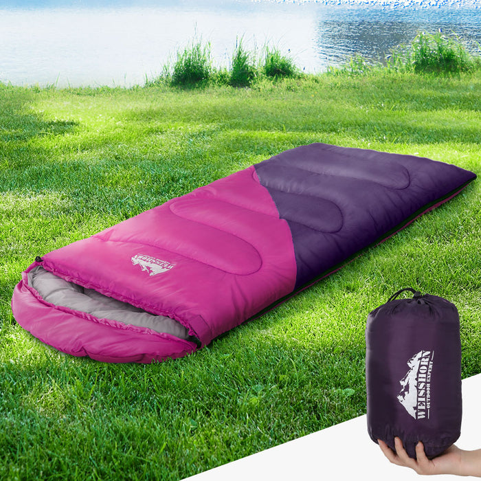 Weisshorn Sleeping Bag 136cm Kids Camping Hiking Winter Pink - Outbackers