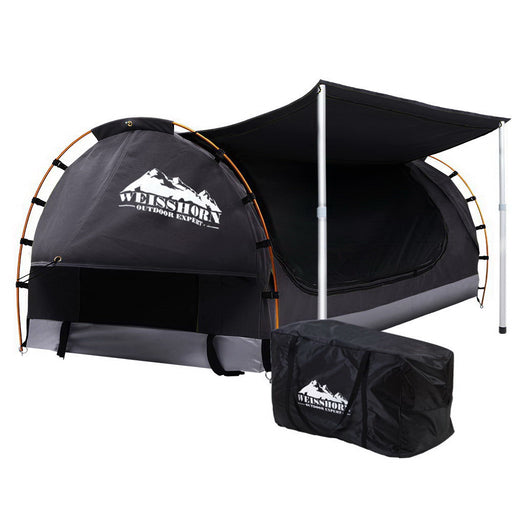 Weisshorn Double Swag Camping Swags Canvas Free Standing Dome Tent Dark Grey - Outbackers