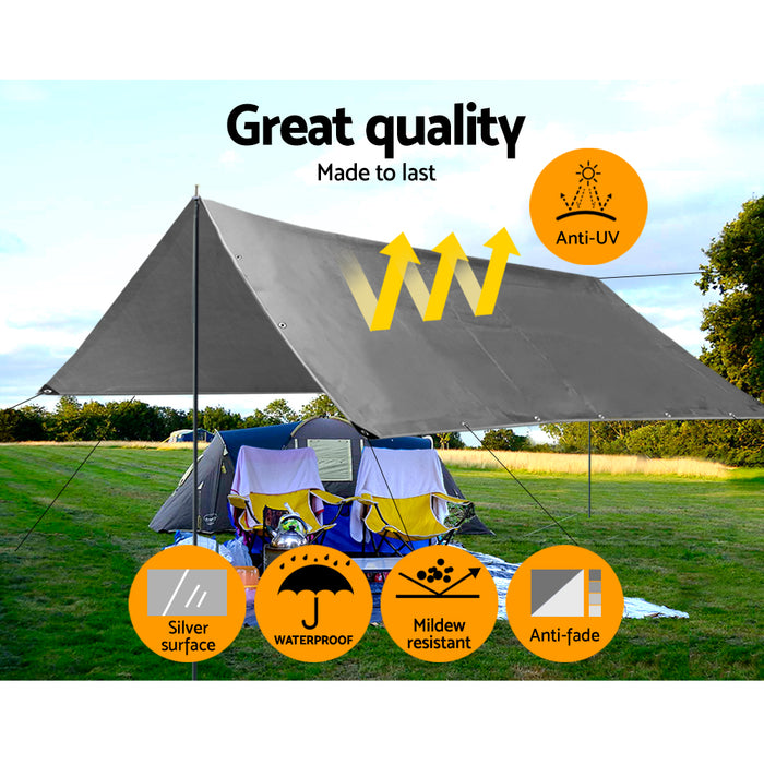 Instahut Tarpaulin Tarp 3x3.6m Camping Tarps Poly Heavy Duty Cover 180gsm - Outbackers