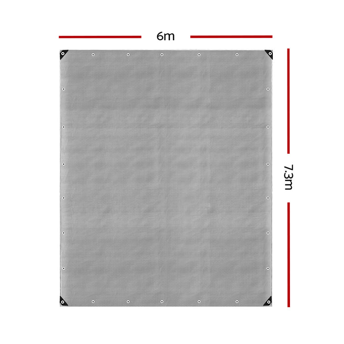 Instahut 6x7.3m Tarp Camping Tarps Poly Tarpaulin Heavy Duty Cover 180gsm Silver - Outbackers