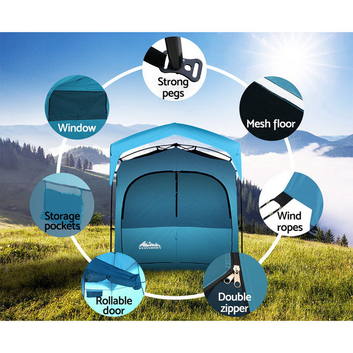 Weisshorn Pop Up Camping Shower Tent Portable Toilet Outdoor Change Room Blue - Outbackers