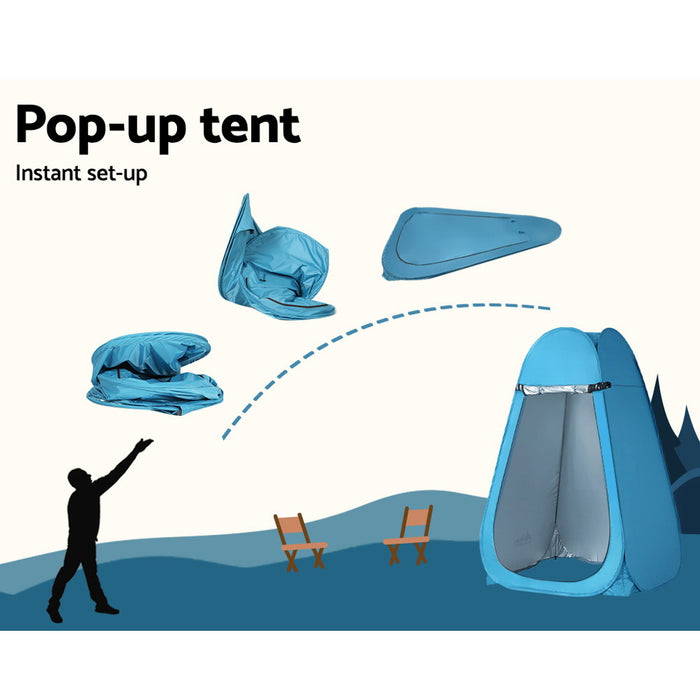 Weisshorn Pop-up Shower Tent Camping Outdoor Toilet Privacy Change Room Blue - Outbackers