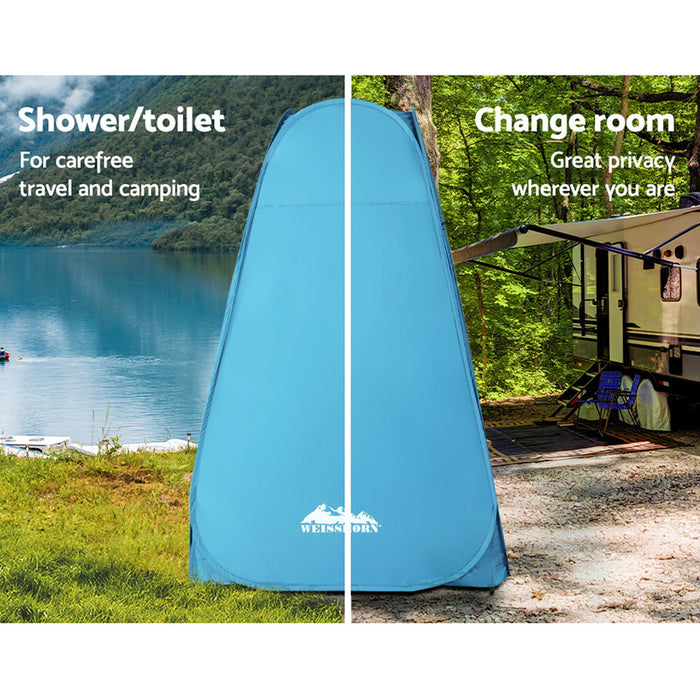 Weisshorn Pop-up Shower Tent Camping Outdoor Toilet Privacy Change Room Blue - Outbackers